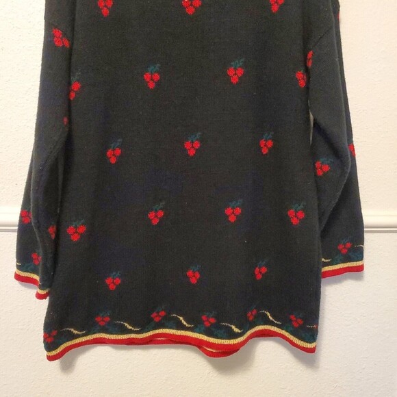 Vintage Nutcracker Ugly Christmas Party Sweater Floral Puensetia Sz L EUC - Picture 13 of 16